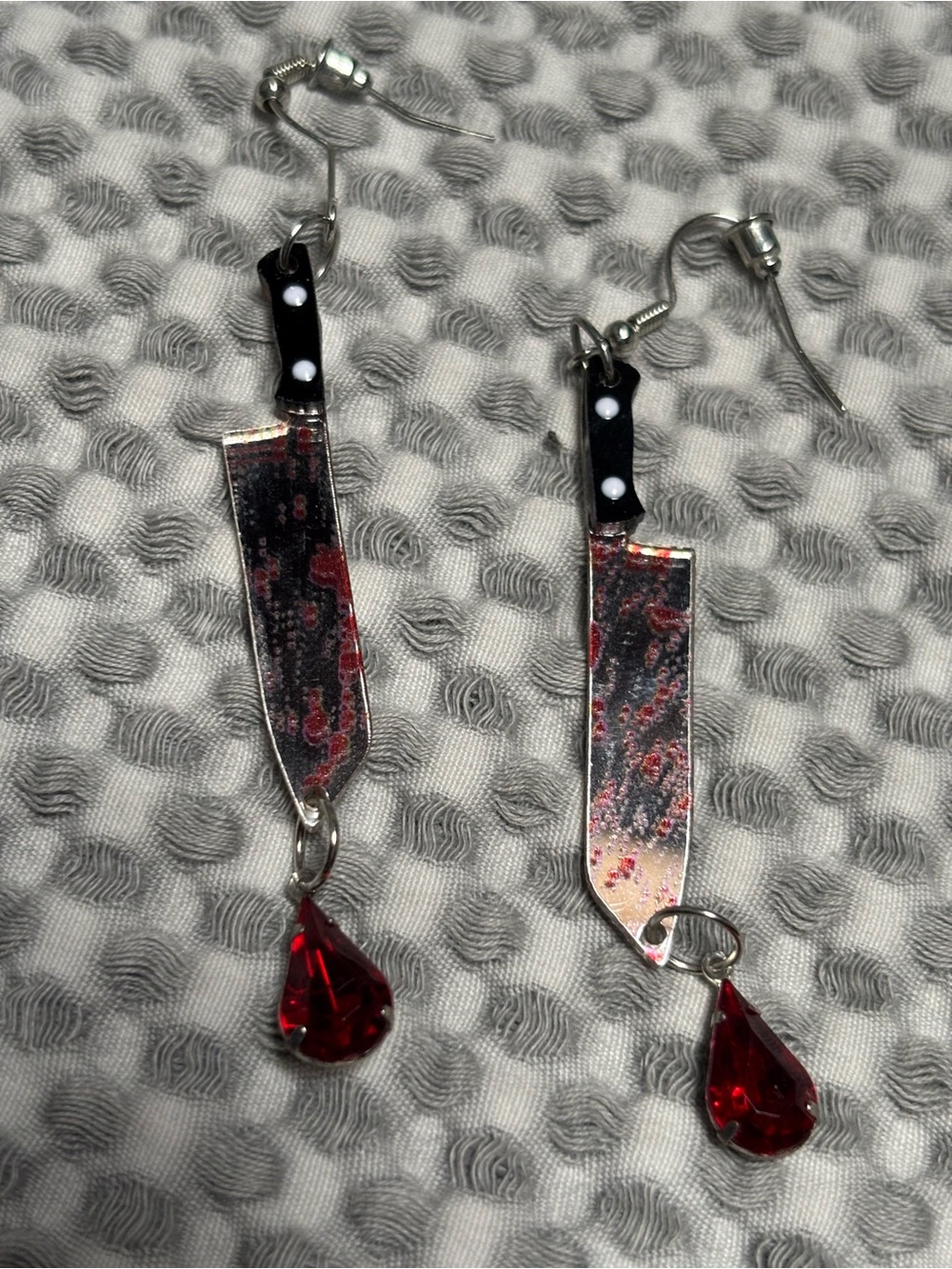 Bloody Knife Tassel Drop Earrings - Halloween